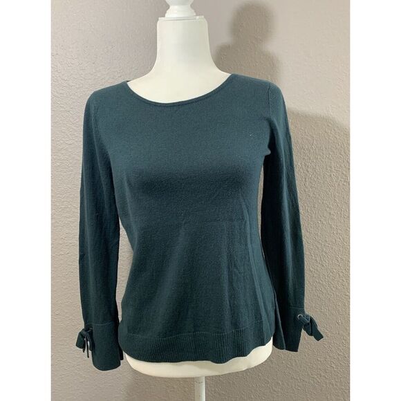 Talbots Women's Petite Green‎ Tie Wrist  Cashmere Blend Soft Sweater Size Sp EUC - Picture 1 of 8
